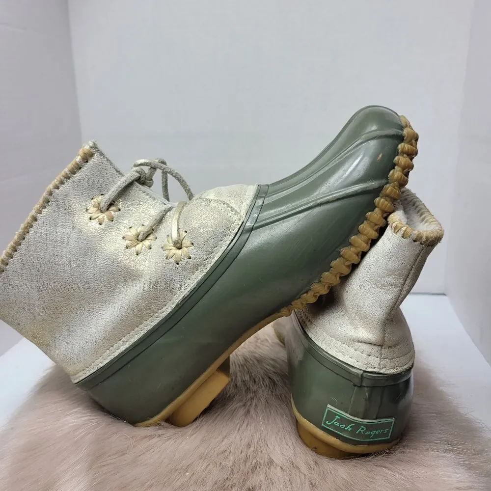 Jack Rogers Chloe Green Duck Rain Boots Size 9